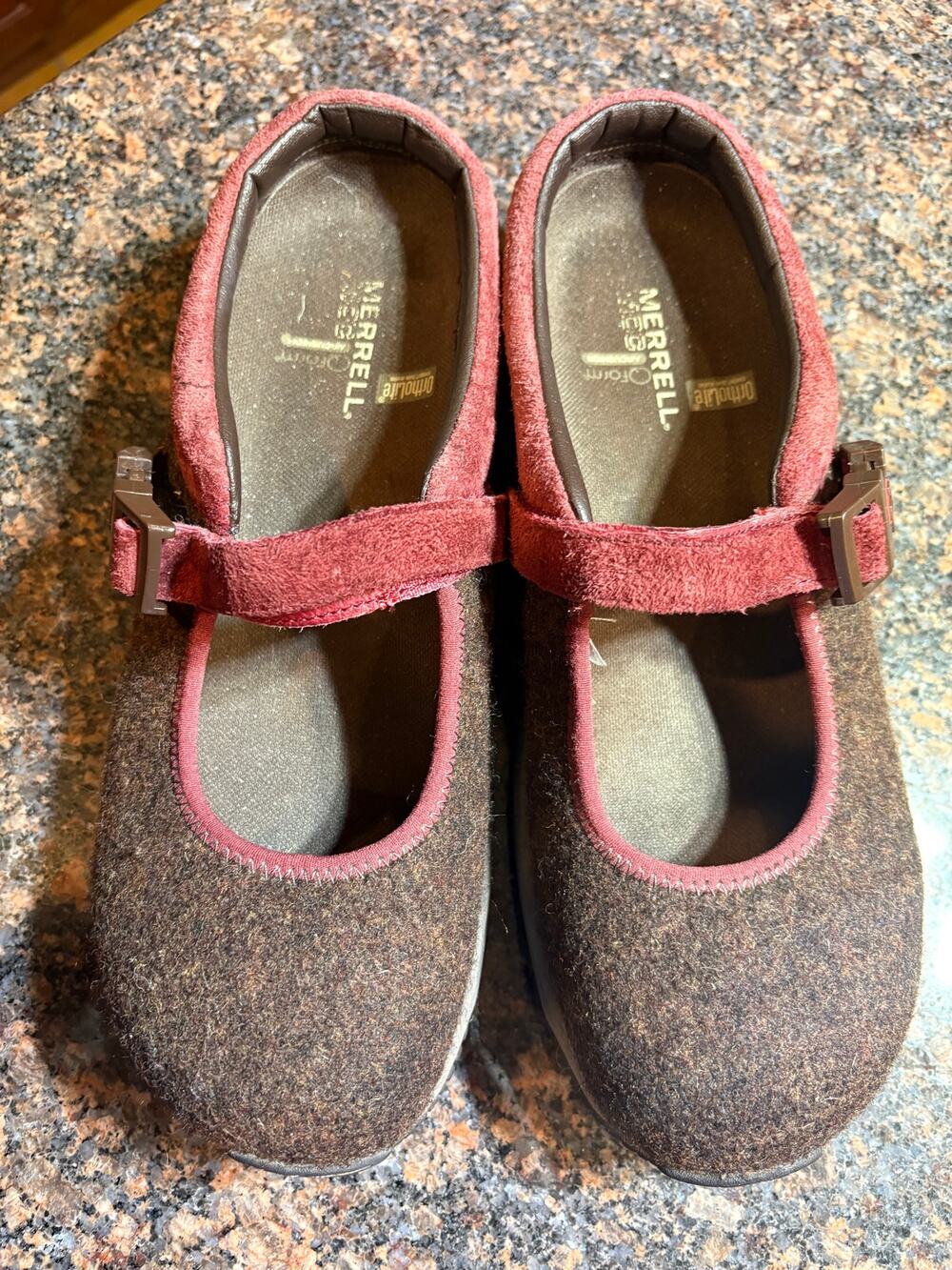Merrell J66470 Women's 9 Brown Mary Jane Shoes Pink Strap Comfort Casual